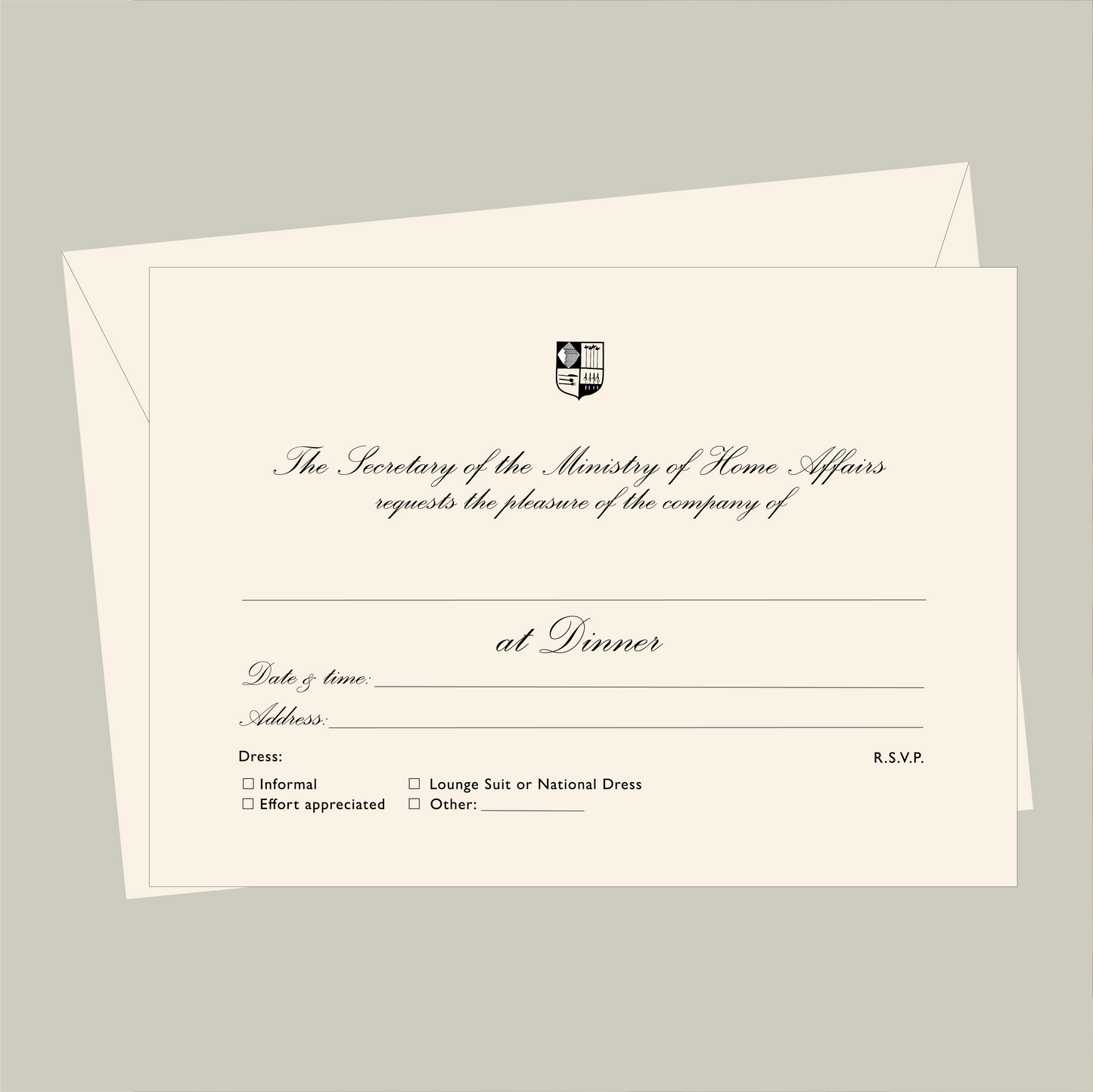 Diplomat dinner invitation set | 5x7"